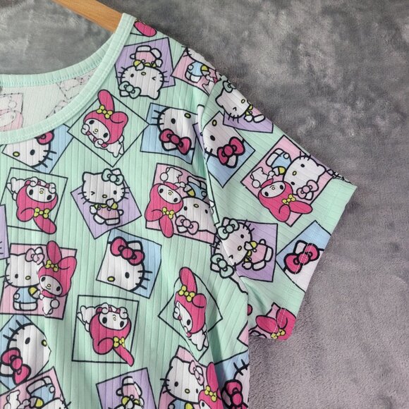 Hello Kitty Womens XL Sleep Shirt Pink Short Sleeve Graphic‎ Nightgown Lounge - Picture 3 of 8